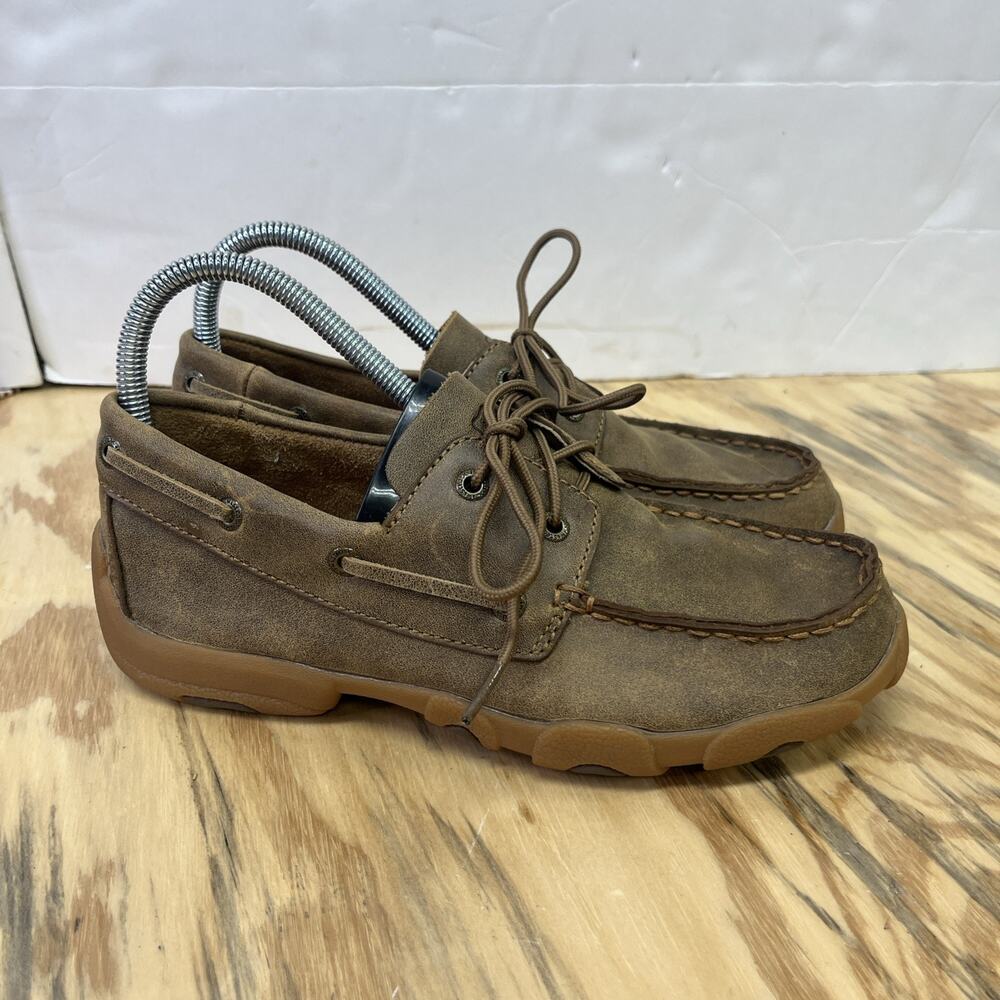 Twisted X Driving Mocs Lace Up Brown Leather Shoes Youth 5M Casual Western